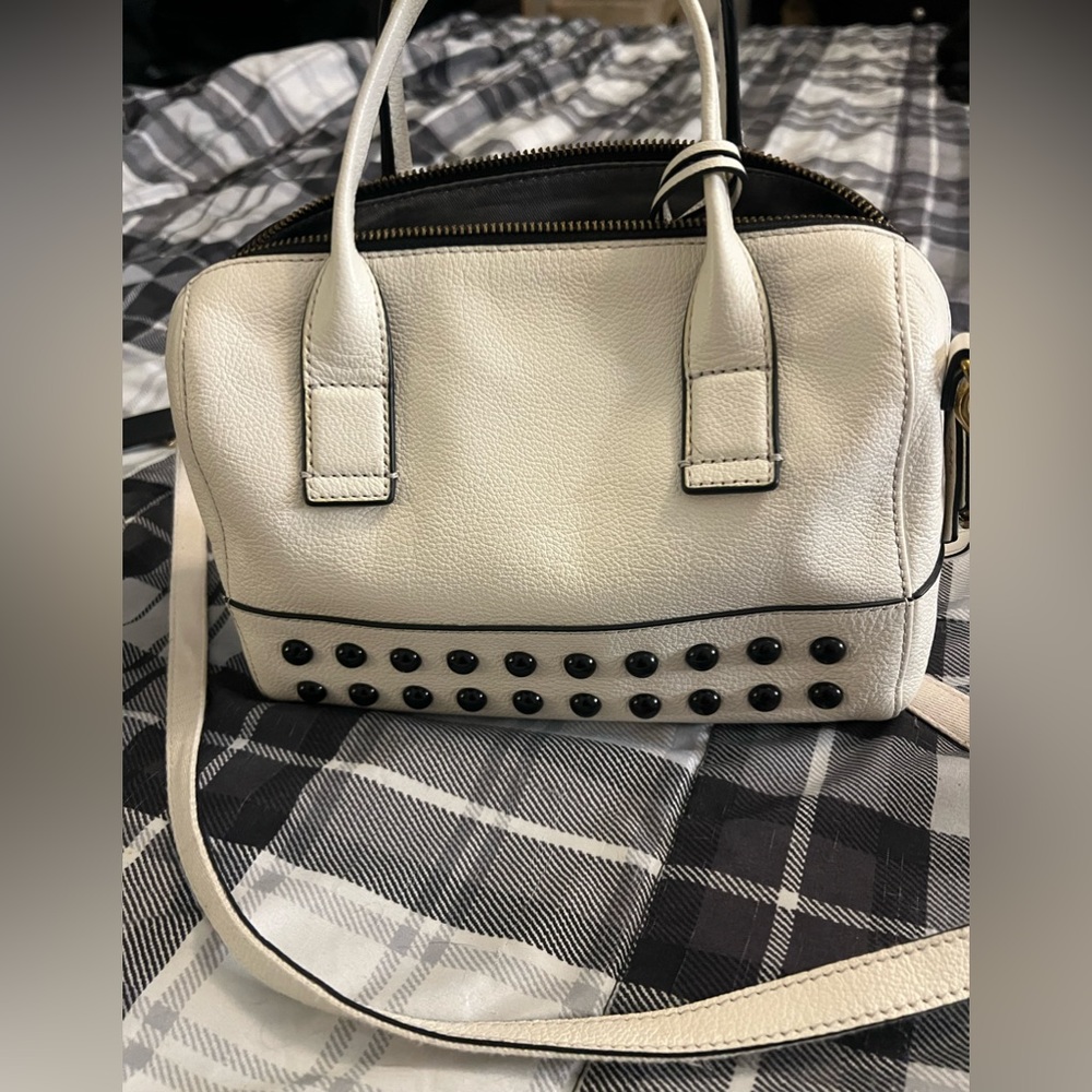 Fossil Sydney studded satchel in white